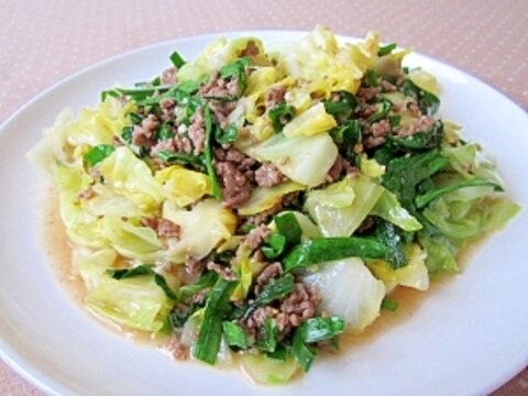 塩麹で☆キャベツとニラの甘味噌ひき肉炒め